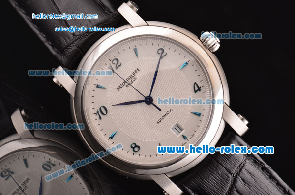 Patek Philippe Calatrava Swiss ETA 2836 Automatic Steel Case with Stick/Numeral Markers and White Dial - Click Image to Close